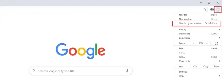 inspeccionar imagen contraseña modo incognito